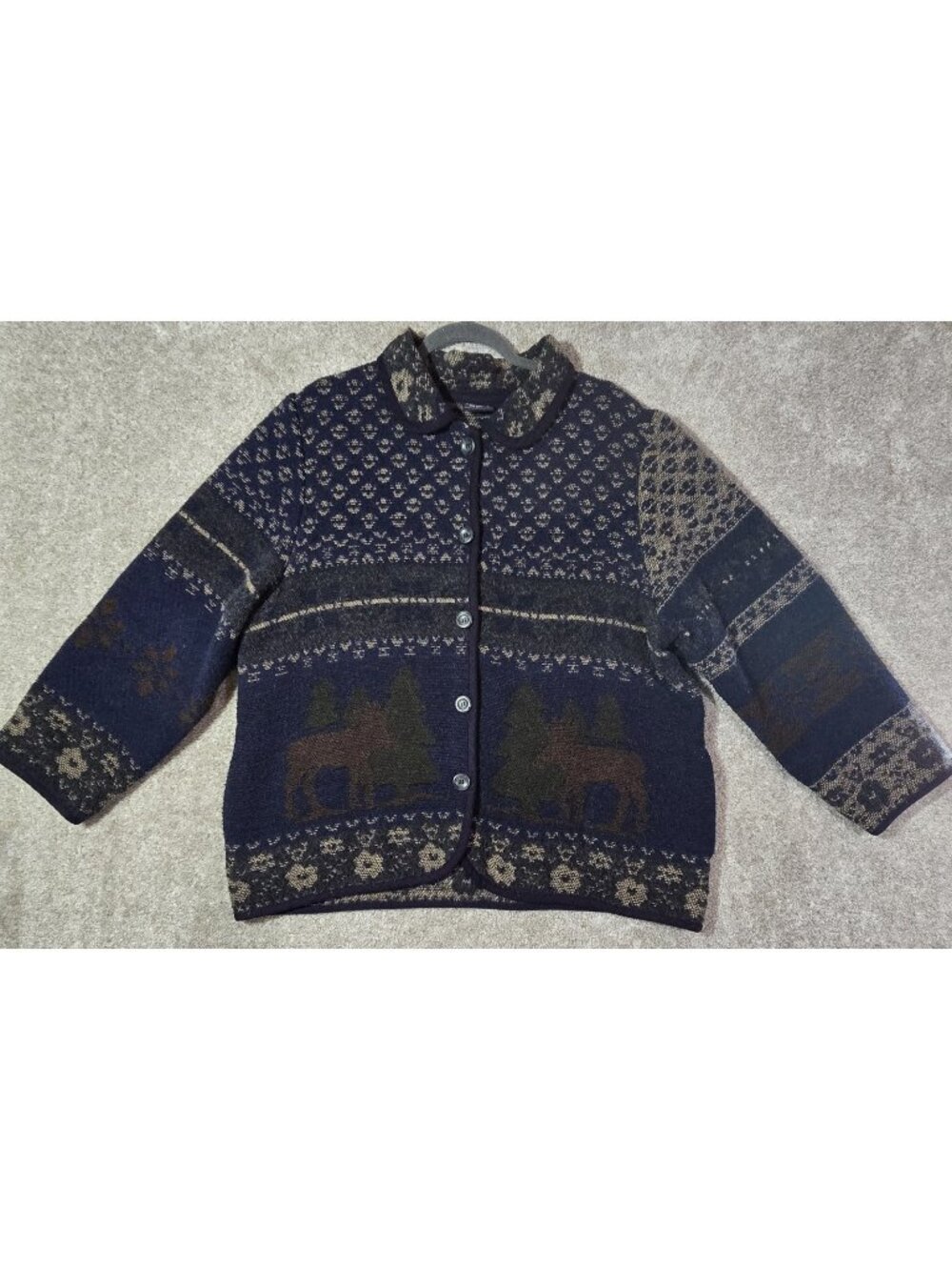 Sonoma Blanket Coat Jacket Wool Blend Moose Woodland Cabin Cottage Women's XL
